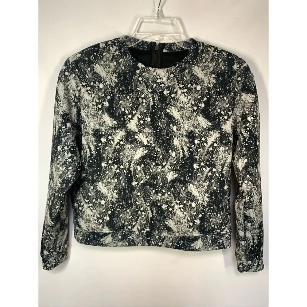 -3. Eleven Paris Women's Abstract Print Long Sleeve Sweatshirt Black Size Small